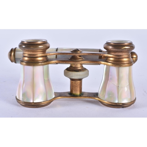 268 - A PAIR OF MOTHER OF PEARL OPERA GLASSES. 18cm x 7 cm.