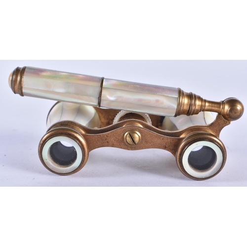 268 - A PAIR OF MOTHER OF PEARL OPERA GLASSES. 18cm x 7 cm.