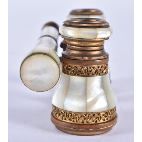 269 - A PAIR OF MOTHER OF PEARL OPERA GLASSES. 18cm x 7 cm.