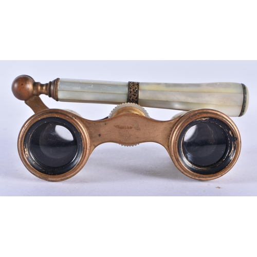 269 - A PAIR OF MOTHER OF PEARL OPERA GLASSES. 18cm x 7 cm.