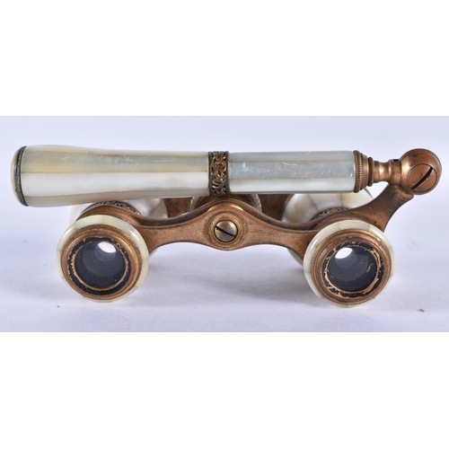 269 - A PAIR OF MOTHER OF PEARL OPERA GLASSES. 18cm x 7 cm.