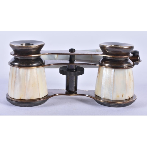 270 - A PAIR OF MOTHER OF PEARL OPERA GLASSES. 18cm x 7 cm.