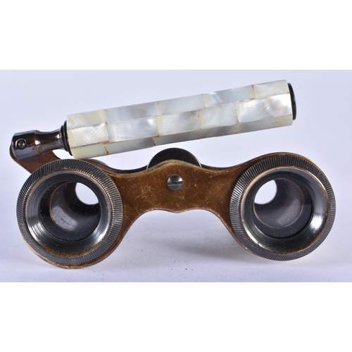 270 - A PAIR OF MOTHER OF PEARL OPERA GLASSES. 18cm x 7 cm.