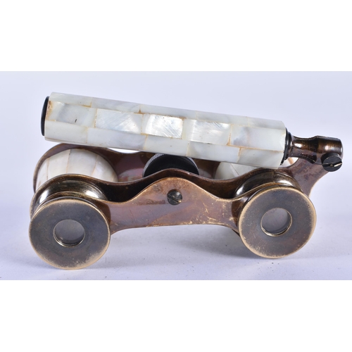 270 - A PAIR OF MOTHER OF PEARL OPERA GLASSES. 18cm x 7 cm.