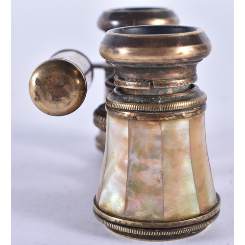 271 - A PAIR OF MOTHER OF PEARL OPERA GLASSES. 18cm x 7 cm.