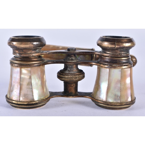 271 - A PAIR OF MOTHER OF PEARL OPERA GLASSES. 18cm x 7 cm.