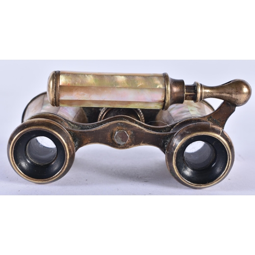 271 - A PAIR OF MOTHER OF PEARL OPERA GLASSES. 18cm x 7 cm.