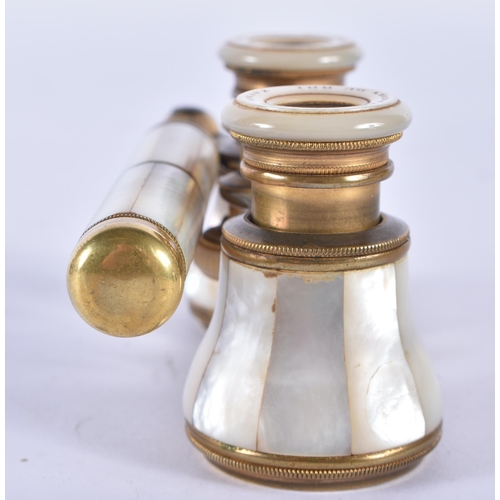 272 - A PAIR OF MOTHER OF PEARL OPERA GLASSES. 18cm x 7 cm.