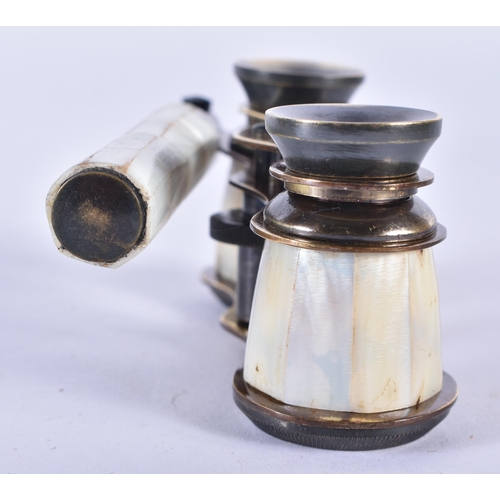 273 - A PAIR OF MOTHER OF PEARL OPERA GLASSES. 18cm x 7 cm.