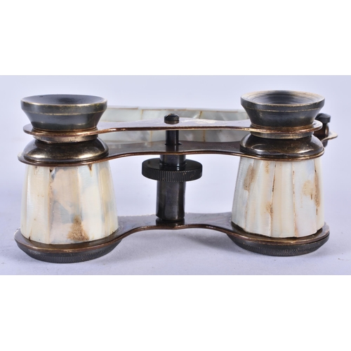 273 - A PAIR OF MOTHER OF PEARL OPERA GLASSES. 18cm x 7 cm.