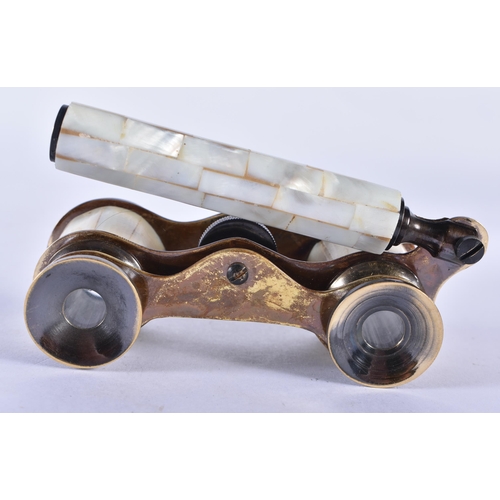 273 - A PAIR OF MOTHER OF PEARL OPERA GLASSES. 18cm x 7 cm.