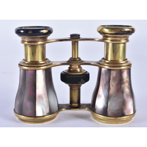 275 - A PAIR OF MOTHER OF PEARL OPERA GLASSES. 9 cm x 8 cm.