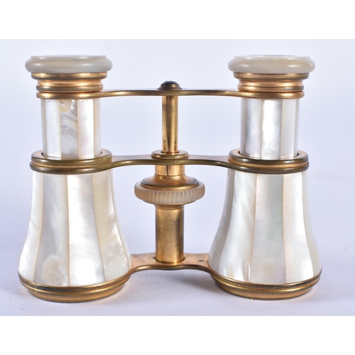 277 - A PAIR OF MOTHER OF PEARL OPERA GLASSES. 9 cm x 8 cm.