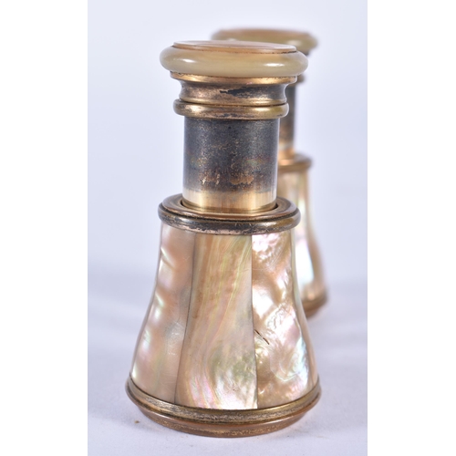 278 - A PAIR OF MOTHER OF PEARL OPERA GLASSES. 9 cm x 8 cm.