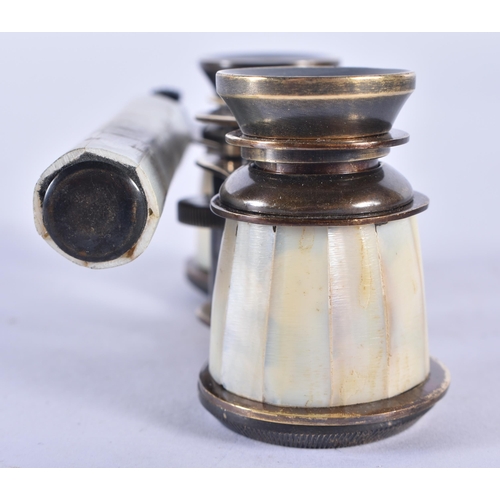 279 - A PAIR OF MOTHER OF PEARL OPERA GLASSES. 18cm x 7 cm.