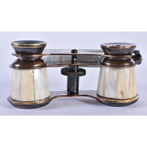 279 - A PAIR OF MOTHER OF PEARL OPERA GLASSES. 18cm x 7 cm.