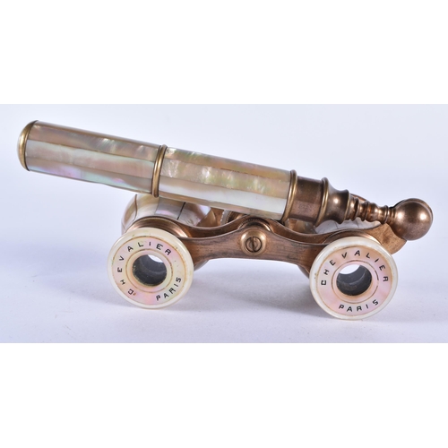 281 - A PAIR OF MOTHER OF PEARL OPERA GLASSES. 21 cm x 7 cm.