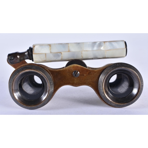 283 - A PAIR OF MOTHER OF PEARL OPERA GLASSES. 18cm x 7 cm.