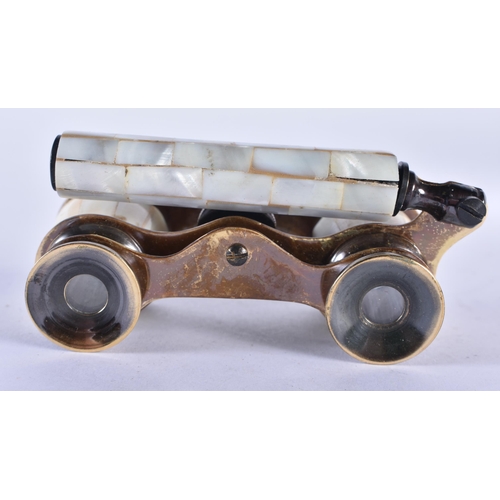 283 - A PAIR OF MOTHER OF PEARL OPERA GLASSES. 18cm x 7 cm.