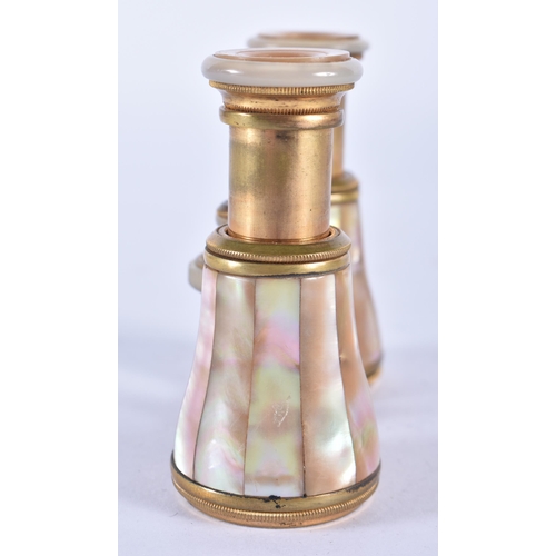 284 - A PAIR OF MOTHER OF PEARL OPERA GLASSES. 9 cm x 8 cm.