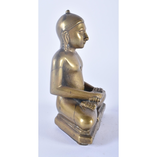 300 - A FINE 17TH/18TH CENTURY INDIAN BRONZE FIGURE OF A SEATED BUDDHA modelled with beautifully carved fe... 