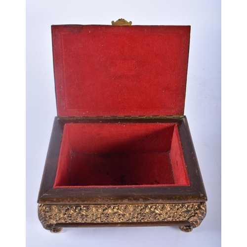 304 - A LARGE EARLY VICTORIAN MAHOGANY DOME TOP BOX together with a French gilt metal repousse casket, ins... 