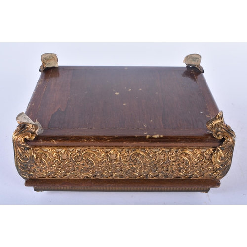 304 - A LARGE EARLY VICTORIAN MAHOGANY DOME TOP BOX together with a French gilt metal repousse casket, ins... 