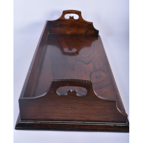 307 - A LOVELY LARGE WILLIAM IV ROSEWOOD LIBRARY BOOK TROUGH of elegant form with ribbed handles. 60 cm x ... 