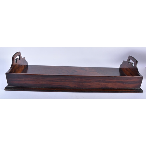 307 - A LOVELY LARGE WILLIAM IV ROSEWOOD LIBRARY BOOK TROUGH of elegant form with ribbed handles. 60 cm x ... 