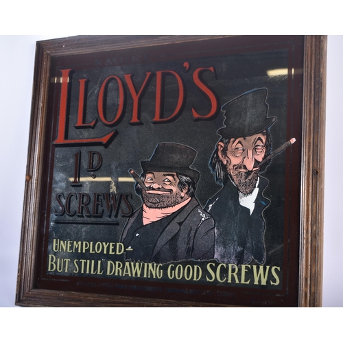 314 - A CHARMING LLOYDS 1D SCREWS RICHARD LLOYD & SONS TOBACCO ADVERTISING MIRROR. 48 cm x 42 cm.