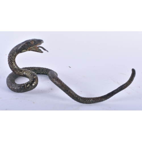 315 - A RARE 19TH CENTURY AUSTRIAN COLD PAINTED BRONZE FIGURE OF A SNAKE Attributed to Franz Xavier Bergma... 