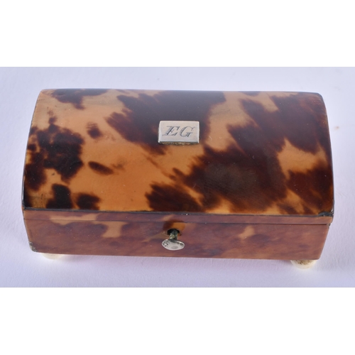 319 - TWO REGENCY CARVED TORTOISESHELL RECTANGULAR BOXES. Largest 6.5 cm x 3 cm. (2)