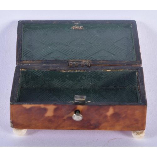 319 - TWO REGENCY CARVED TORTOISESHELL RECTANGULAR BOXES. Largest 6.5 cm x 3 cm. (2)