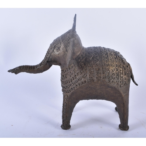 327 - A 19TH CENTURY INDIAN BRONZE FIGURE OF A STANDING ELEPHANT together with two Anglo Indian Antique to... 