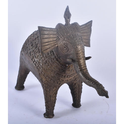 327 - A 19TH CENTURY INDIAN BRONZE FIGURE OF A STANDING ELEPHANT together with two Anglo Indian Antique to... 