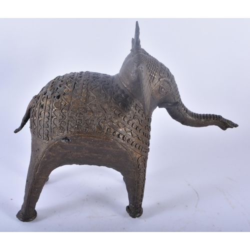 327 - A 19TH CENTURY INDIAN BRONZE FIGURE OF A STANDING ELEPHANT together with two Anglo Indian Antique to... 