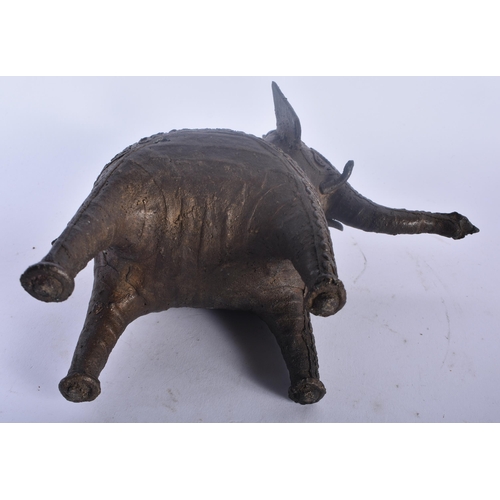 327 - A 19TH CENTURY INDIAN BRONZE FIGURE OF A STANDING ELEPHANT together with two Anglo Indian Antique to... 