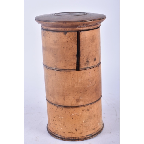 334 - AN ANTIQUE TREEN CARVED WOOD THREE TIER SPICE TOWER. 16 cm x 9 cm.