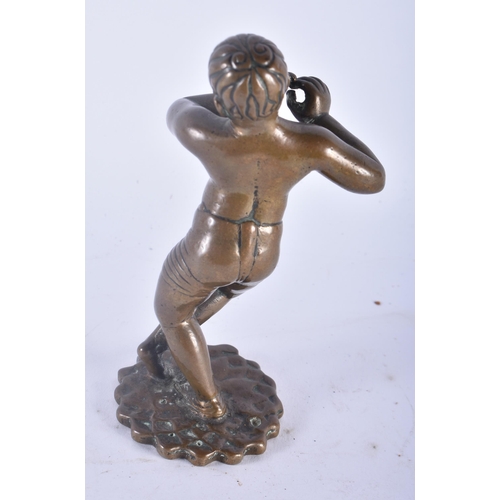 341 - AN EARLY INDIAN COLONIAL BRONZE FIGURE OF A BOY together with an Antique Anglo indian sandalwood cas... 