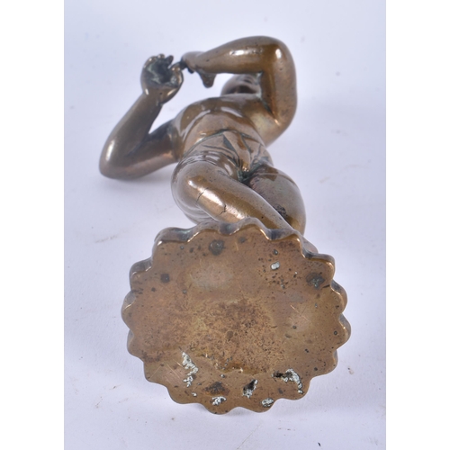 341 - AN EARLY INDIAN COLONIAL BRONZE FIGURE OF A BOY together with an Antique Anglo indian sandalwood cas... 