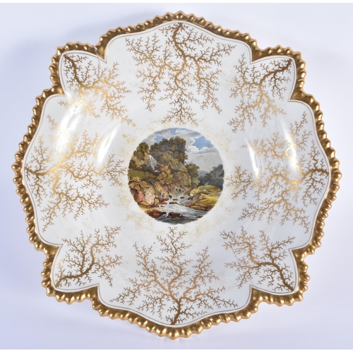 3 - A FINE EARLY 19TH CENTURY FLIGHT BARR AND BARR WORCESTER DESSERT SERVICE painted with landscapes and... 