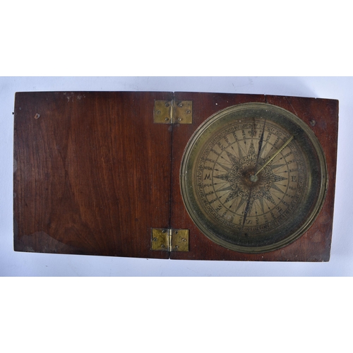 355 - A LARGE ANTIQUE COMPASS. 15 cm square.