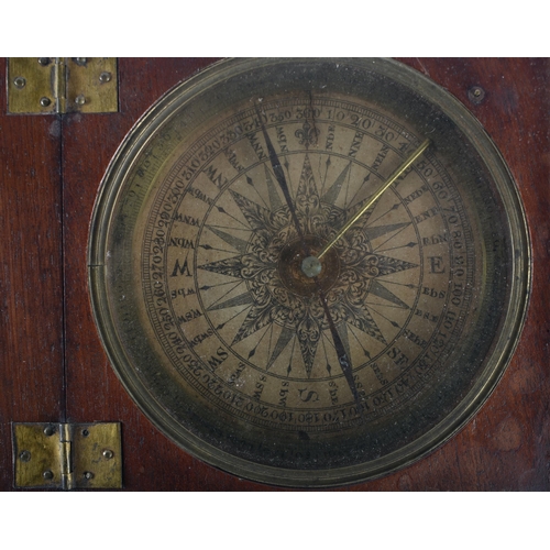 355 - A LARGE ANTIQUE COMPASS. 15 cm square.