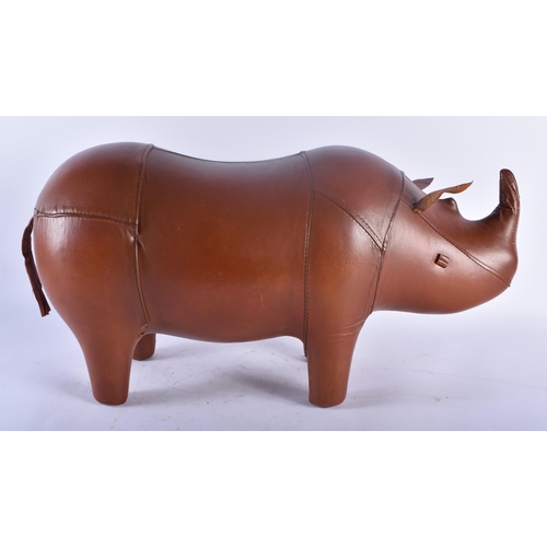 363 - A LEATHER COUNTRY HOUSE RHINOCEROS FOOTSTOOL. 54 cm x 28 cm.