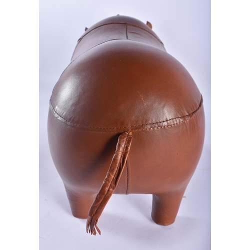 363 - A LEATHER COUNTRY HOUSE RHINOCEROS FOOTSTOOL. 54 cm x 28 cm.