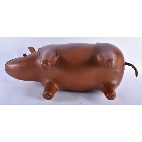 363 - A LEATHER COUNTRY HOUSE RHINOCEROS FOOTSTOOL. 54 cm x 28 cm.