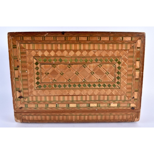 402 - A COLLECTION OF THREE ANTIQUE PRISONER OF WAR EUROPEAN STRAW WORK BOX AND COVERS, one being a dressi... 