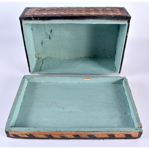 402 - A COLLECTION OF THREE ANTIQUE PRISONER OF WAR EUROPEAN STRAW WORK BOX AND COVERS, one being a dressi... 