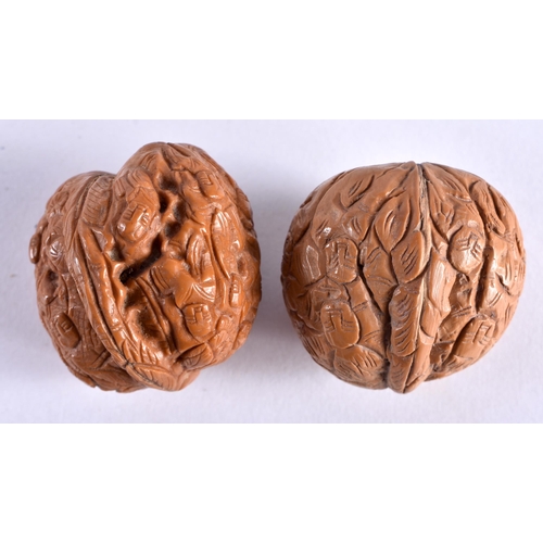 411 - A COLLECTION OF 19TH/20TH CENTURY CHINESE CARVED NUTS Late Qing, in various forms and sizes. 5 cm x ... 