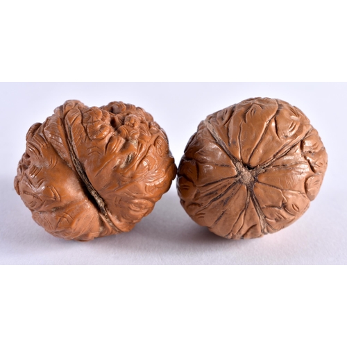 411 - A COLLECTION OF 19TH/20TH CENTURY CHINESE CARVED NUTS Late Qing, in various forms and sizes. 5 cm x ... 